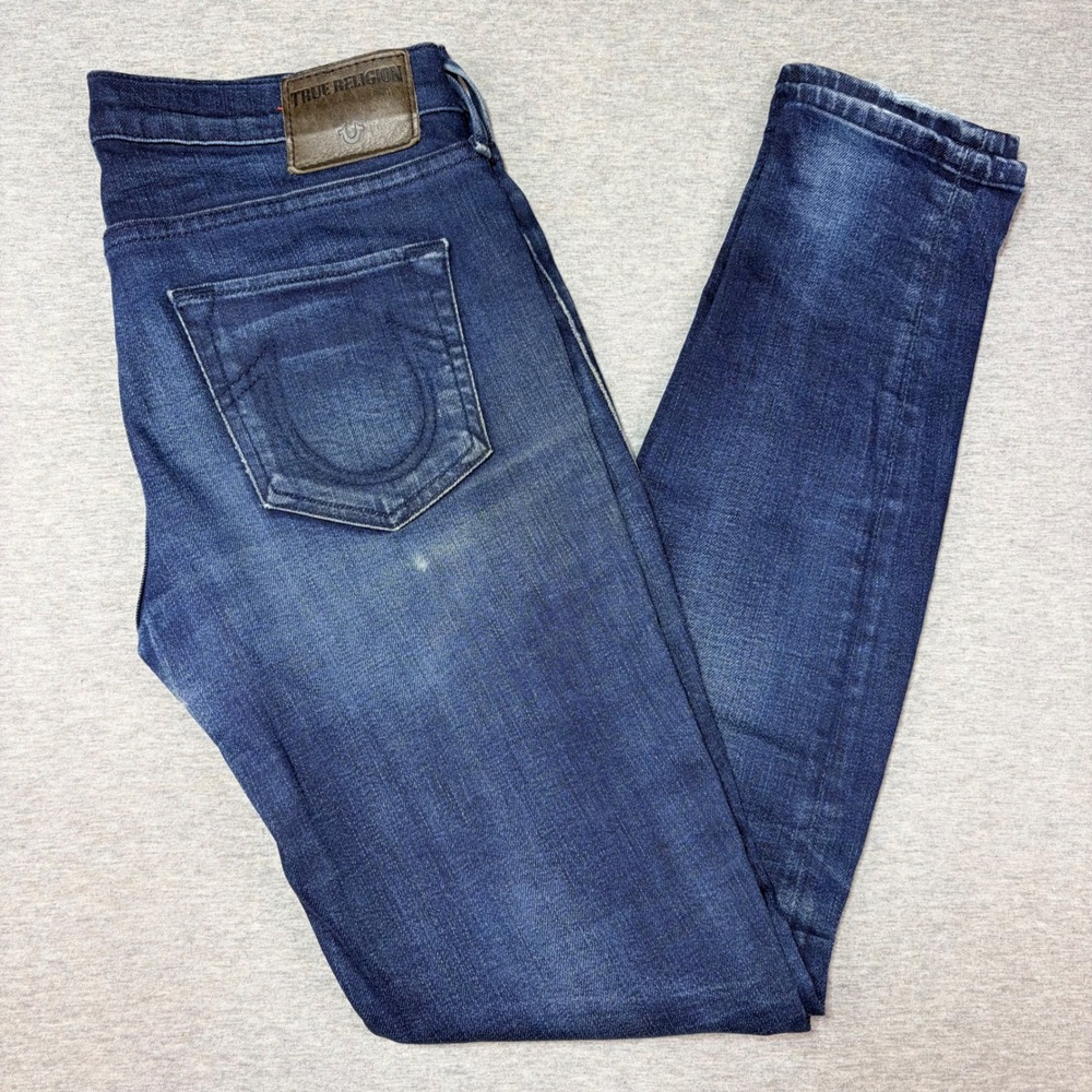 True Religion Casey Low Rise Super Skinny Jeans Dark Wash Blue Denim Size 26